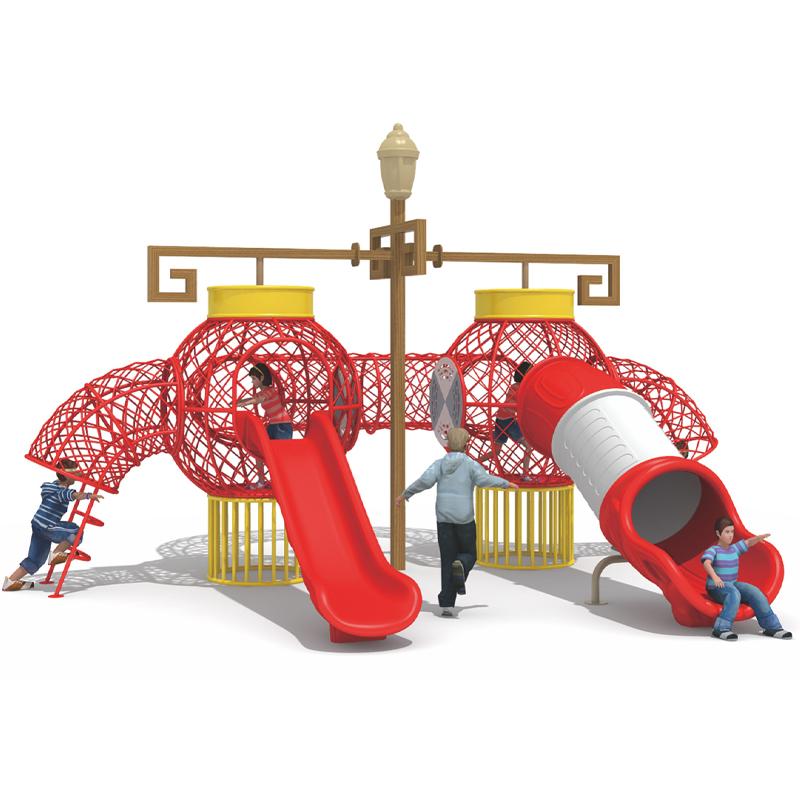 Kindergarten outdoor drilling hole climbing net slide combination