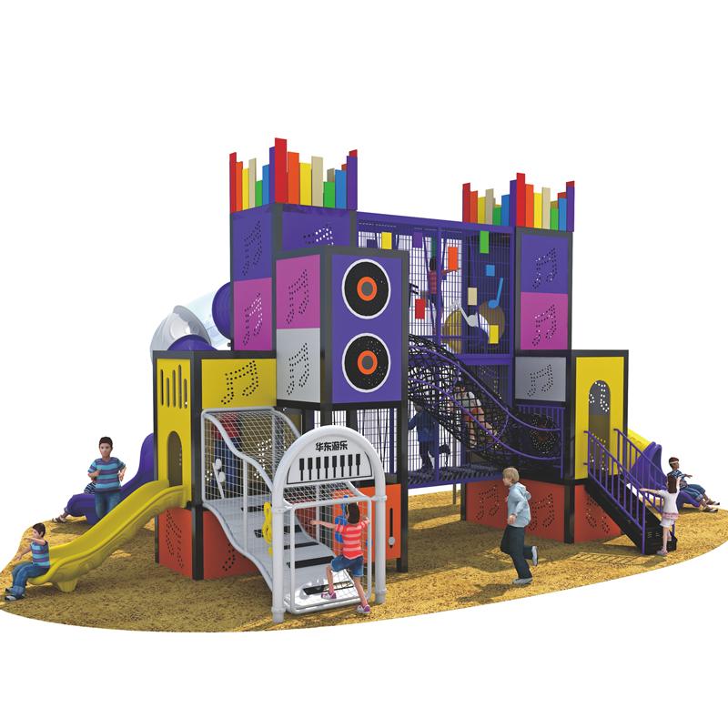 A large outdoor combination slide in the park