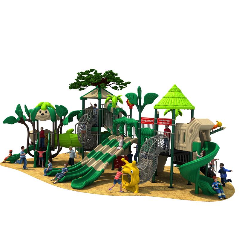 A large outdoor combination slide in the park