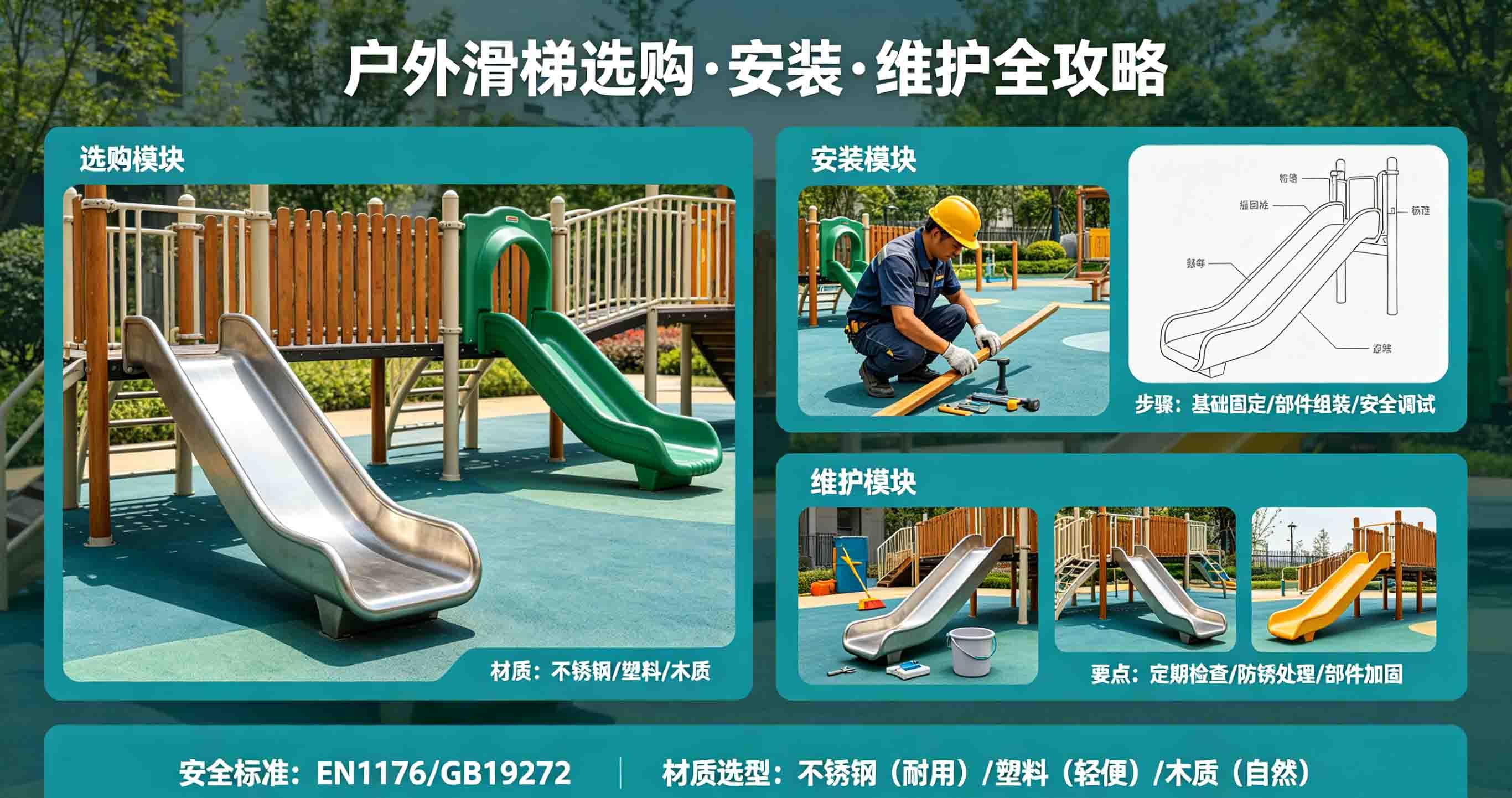 户外滑梯选购·安装·维护全攻略：安全标准与材质选型深度解析