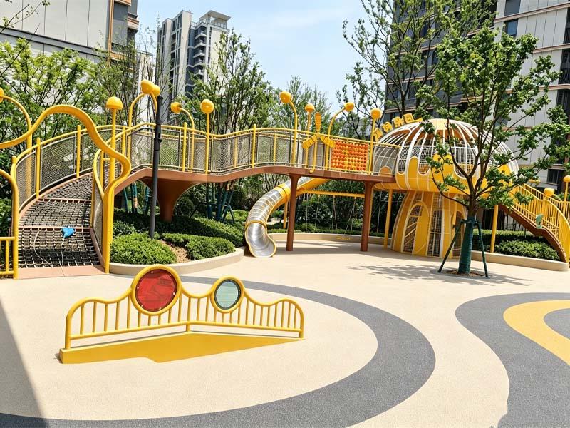 合肥包河区中海悦府社区儿童乐园案例｜304不锈钢滑梯（3.0mm）打造全龄无动力游乐空间